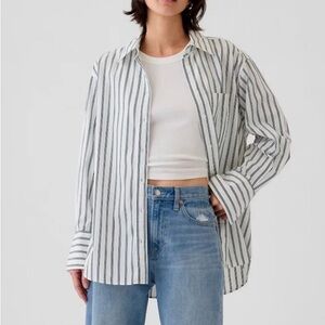 GAP Women’s Organic Cotton Big Shirt blue Stripe Size XS New